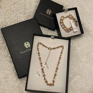 NWT House of Harlow gold chain necklace & bracelet